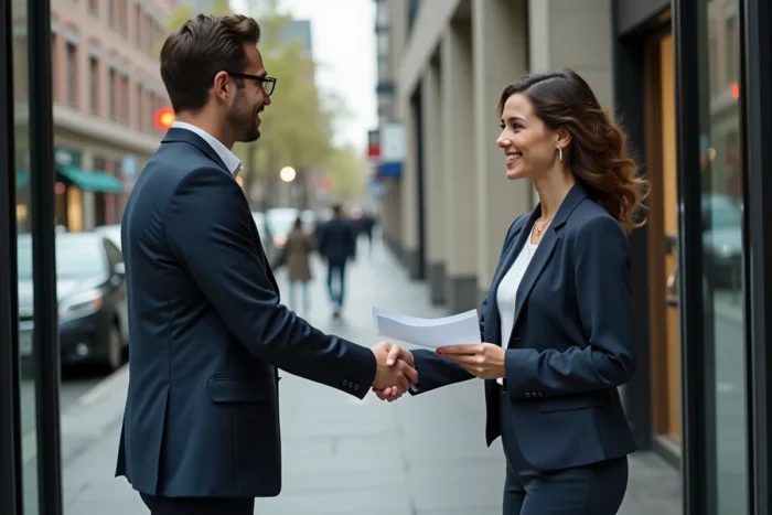 Signature d'un contrat entre un vendeur indépendant VDI et un mandant lors d'un accord de partenariat commercial